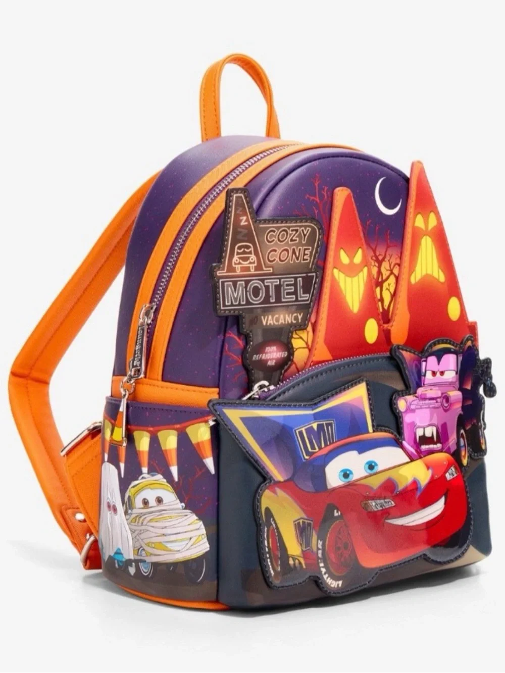 Loungefly Lightning McQueen Halloween Mini Backpack - Red, Purple, Orange, Pink - Picture 3 of 7